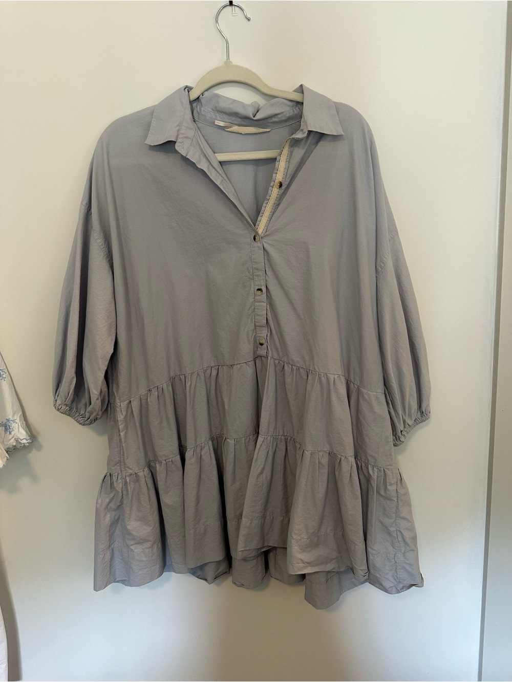 Free People Soft Tiered Mini Dress - Light Gray